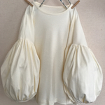 ギャザーたっぷりふんわり袖のチュニックカットソー・バニラ