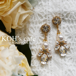 Pureté perle クリスタルパールとスワロフスキーの花嫁すぎるブライダルピアス ゴールドタイプ