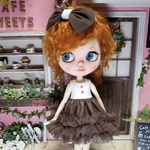 ブライス☆アウトフィット☆フリルワンピ☆ブラウン