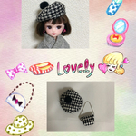 ベレー帽千鳥格子バッグセット♡
