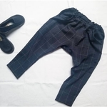 秋冬ストレッチサルエルパンツ(格子模様)90size～130size