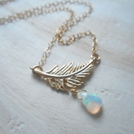 ☆再販☆　Happy Feather and Opal necklace 14kgf