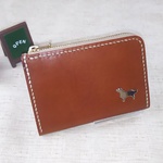 【SALE】ゴールデンレトリバー、牛革ミニウォレットＬ型ファスナー
