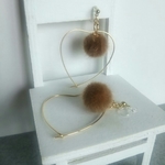 ファー×華奢ハートのイヤリング♡ ピアス変更可能です