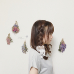 ホットココアミルク*．°ふわふわオフホワイトのレースコットンシュシュ♡
