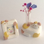 三毛猫ミニミニ花瓶 &写真たて