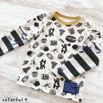 【110size】キャンプ好きなクマのレイヤード風カットソー
