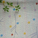 【幅110×50】綿麻キャンバス 水玉 木とてんとう虫 パープル