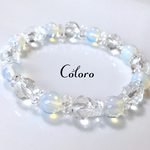 ☆シンセティックオパール・天然クリスタル（天然水晶）多面カット加工☆パワーストーン（天然石）☆ハンドメイドブレスレット☆