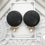 【SALE】大ぶり♡フェイクレザーピアス【ブラック】