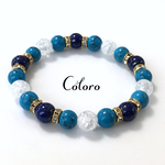 ☆マグネサイトターコイズ・ラピスラズリ・クラッククリスタル☆パワーストーン（天然石）☆ハンドメイド☆ブレスレット☆