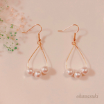 揺れるコットンパールピアス/ノンホール樹脂/ワイヤーフープドロップ