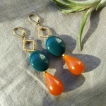 green × orange こっくり カラー ピアス or イヤリング