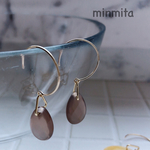 ★再×7販★グレーメノウのゴールドフープピアス