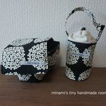 ai-0425様専用ページ♡　一眼レフ　ケース　サークルフラワーブラック柄　望遠レンズケース　２点セット