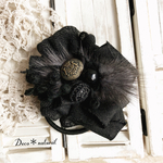 ブラックファーとクロシェボールのヘアゴム＊