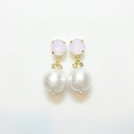 《再販4》コットンパールスワロピアス(ピンク)