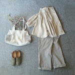 【秋物】リネン2WAYタックスリーブブラウス　sand beige