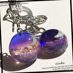 蓄光 雲レジン  黄昏と三日月 キーホルダー