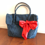 デニムリメイクバッグ redスカーフ