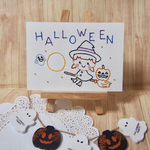 ハッピーハロウィンの紙刺繍カード