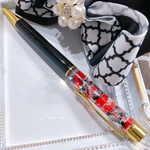 ブラック×レッド♡スタイリッシュ ハーバリウム ボールペン♡ プレゼントにも♡