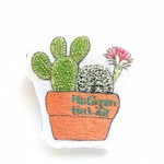 サボテン寄せ植え刺繍ブローチ(チャーム変更可)