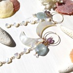初売りPrice！♡海辺の月のシャンデリア7way（14kgf）−美しいシェルのお月様&アクアマリン&シェルハート&フローライト&パール-