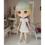 ネオブライス ウィッグ  毛先ゆるスパイラル 虹色のコットンキャンディ 10インチ/ドール Blythe