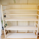 板壁付き大型折り畳み分解型什器　135×135×46　棚板5枚　白