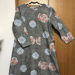 着物リメイク 紬のＡラインワンピース MLサイズ