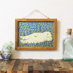 ＊寝転ぶくまの絵　額付き複製画　サイズ変更可＊