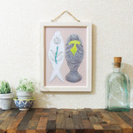 ＊マナティとジュゴンの絵　額付き複製画　サイズ変更可＊