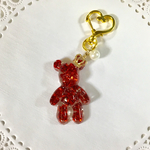 ぷっくりベアーローズいっぱいキーホルダー レジン（レッド）