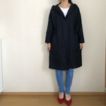 キャンバスネイビーリネンフード付きjkコート