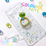 再販×4＊ぷっくりカラフル 水玉 キャンディ iPhoneケース/カバー＊”インコさん スマホリング” 専用ケース