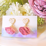 ハートと花びらピアス❁