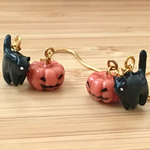 黒猫とおばけかぼちゃのピアス