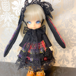 オビツ11サイズ服うさみみブラックチェックドレスセット