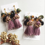 つぶつぶ × パープル タッセル ピアス/イヤリング