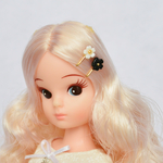 樹脂お花ヘアピン(2個｜白×黒)