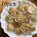 【メッキアクリル透明ハートチャーム１０個セット】