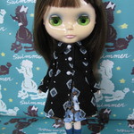 [受注制作]greenstudio＊ブライス＊黒×青の洋服セット