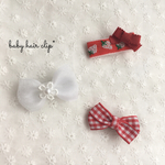 3個セット♡いちごとギンガムチェックのヘアクリップ 