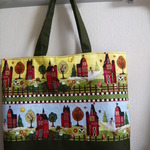 USA生地　アメリカンポップほのぼの田園柄トート