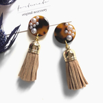 べっ甲タッセルパールピアス/イヤリング 秋 冬