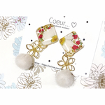 ファー お花 ピアス イヤリング