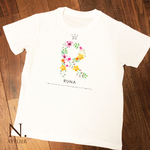 お花のアルファベットと名前入り半袖Tシャツ