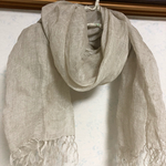 haさまご予約品   リネンガーゼメッシュロング幅広ストール ナチュラル