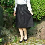 【7色展開】　リネン　ギャザースカート